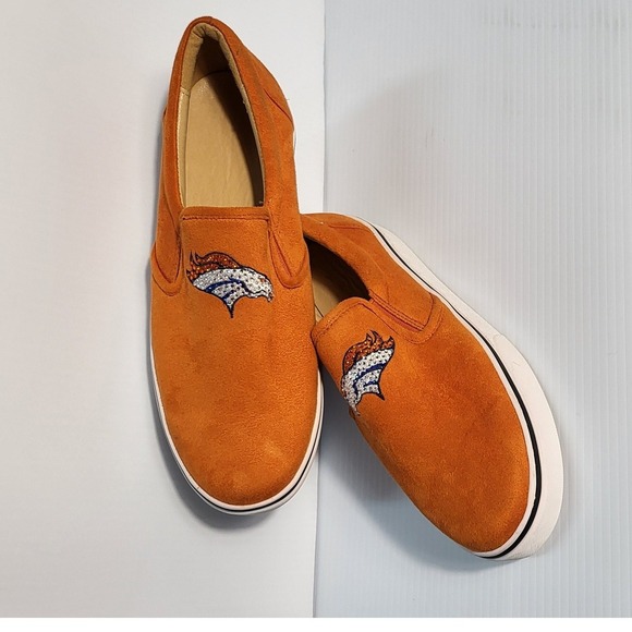 Denver Broncos Slip On Shoes Orange Team Logo Casual Sneakers - Picture 5 of 8